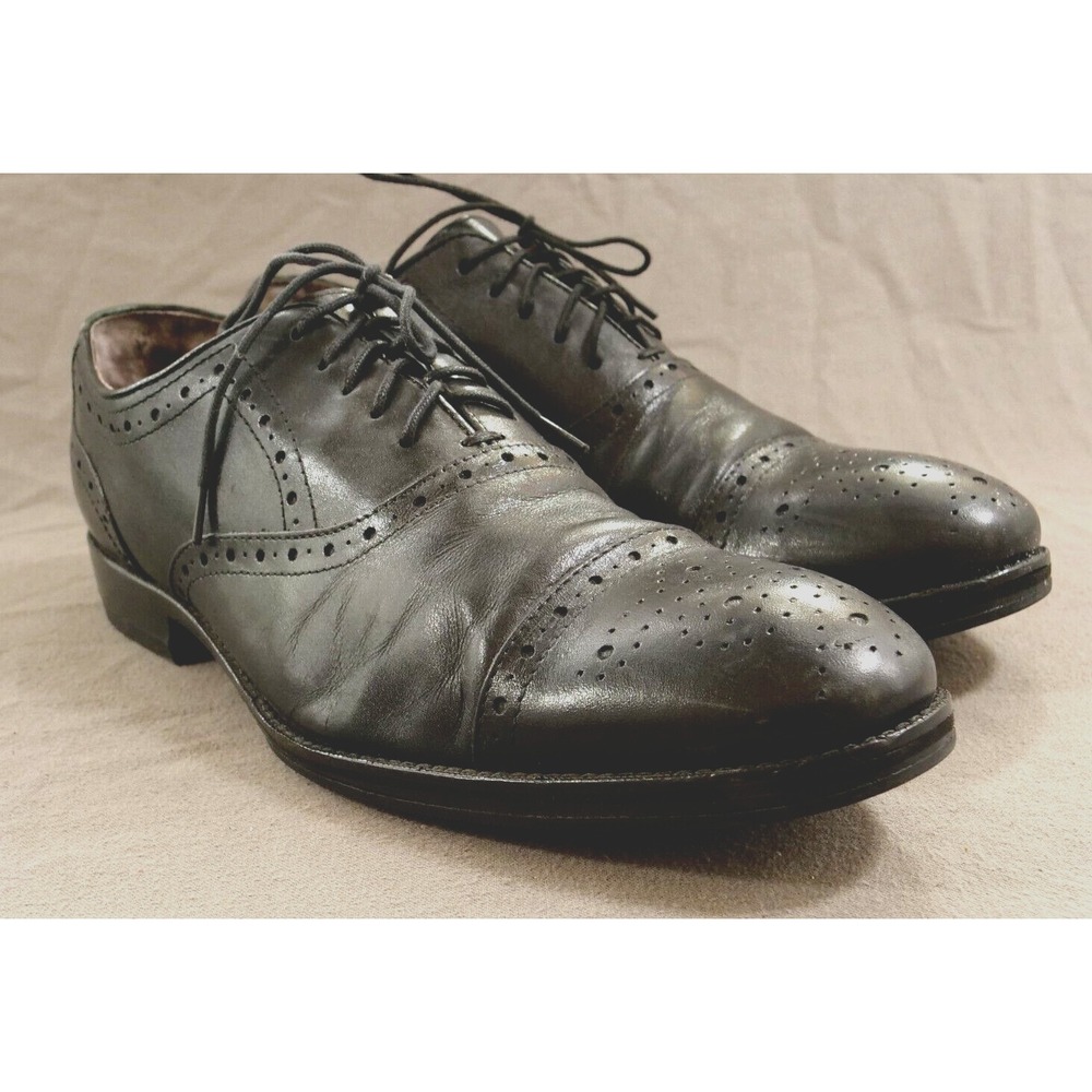 Johnston & Murphy Oxford Mens 9.5 M Black Cap Toe  Lace Up Leather